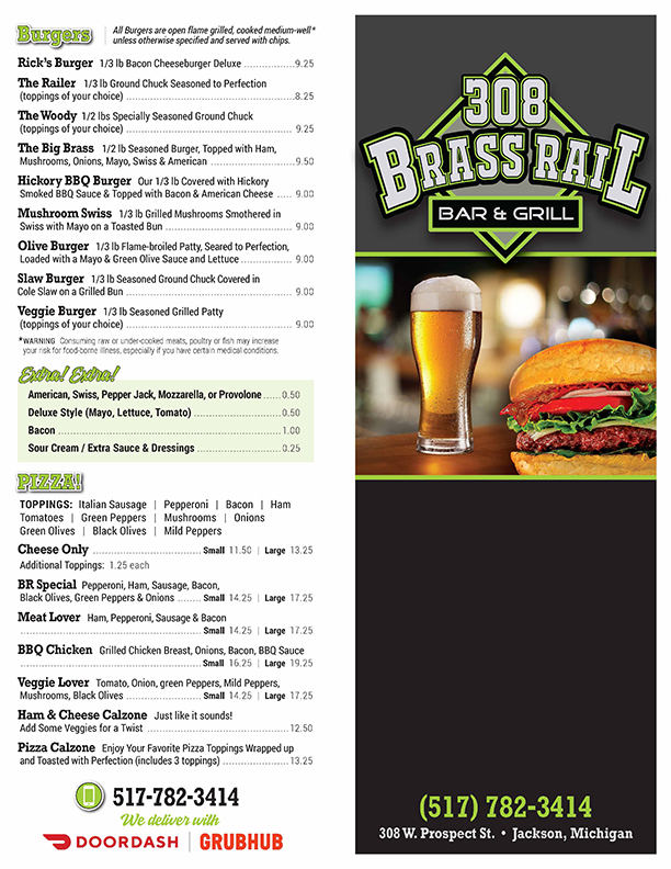 308 Brass Rail - Great pub food, daily specials, cary-out & live  entertianment